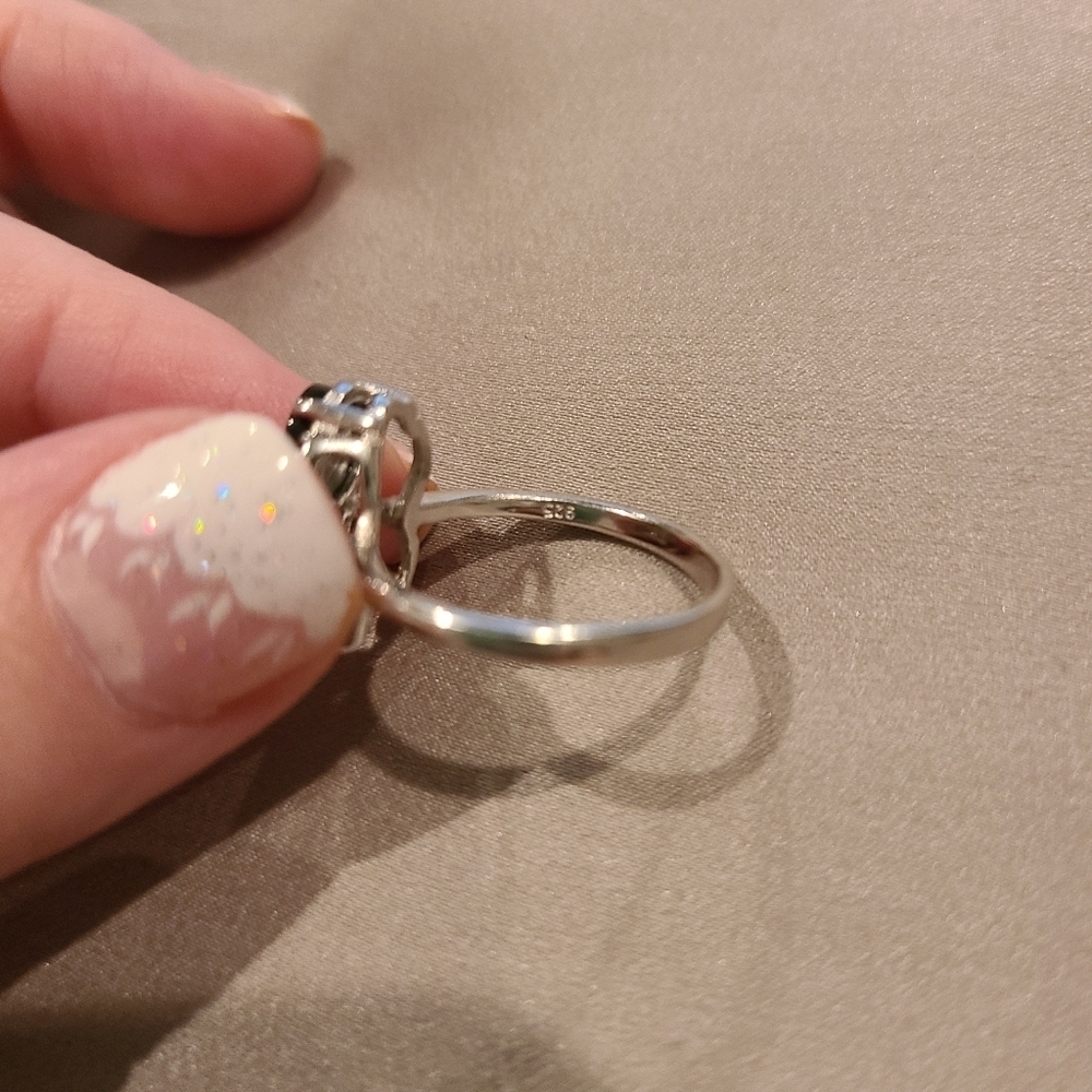 Mother of pearl owl ring sterling silver cubic zirconia - Picture 6 of 7